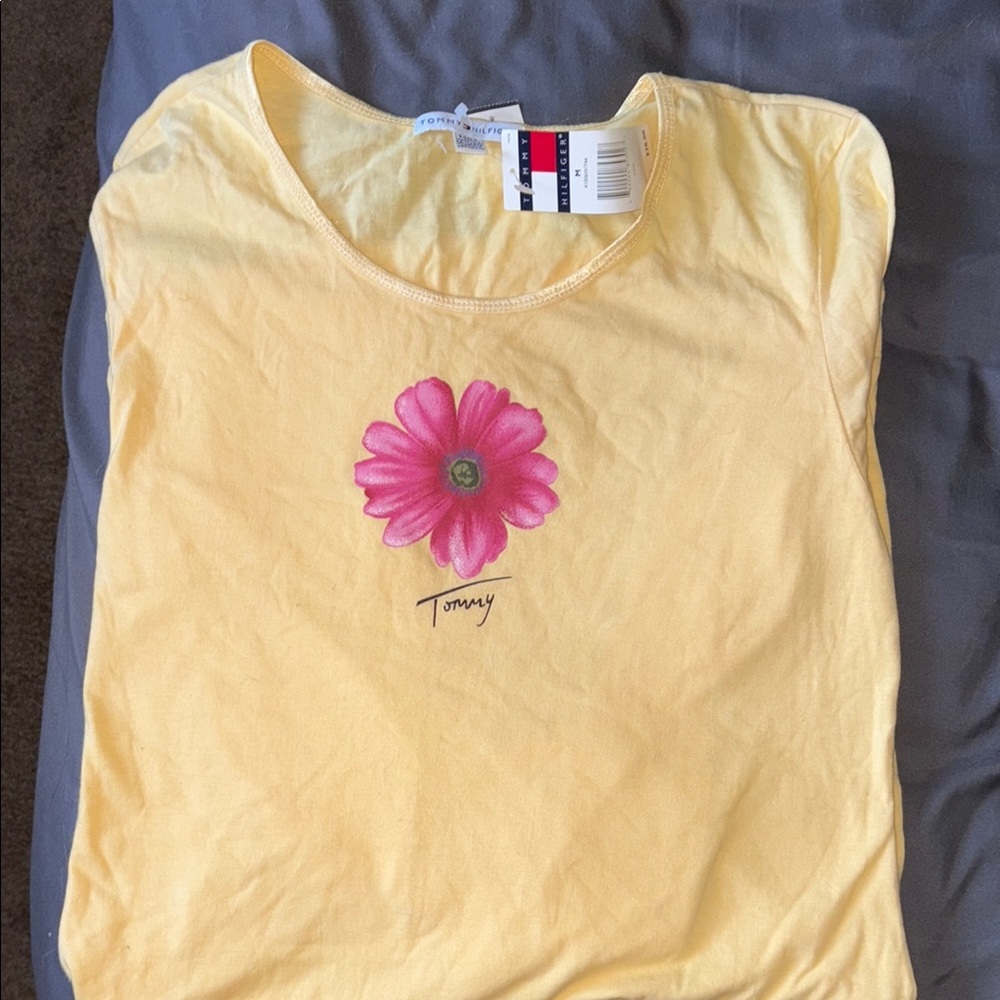 Tommy Hilfiger Yellow Sleep Shirt with Pink Floral Design